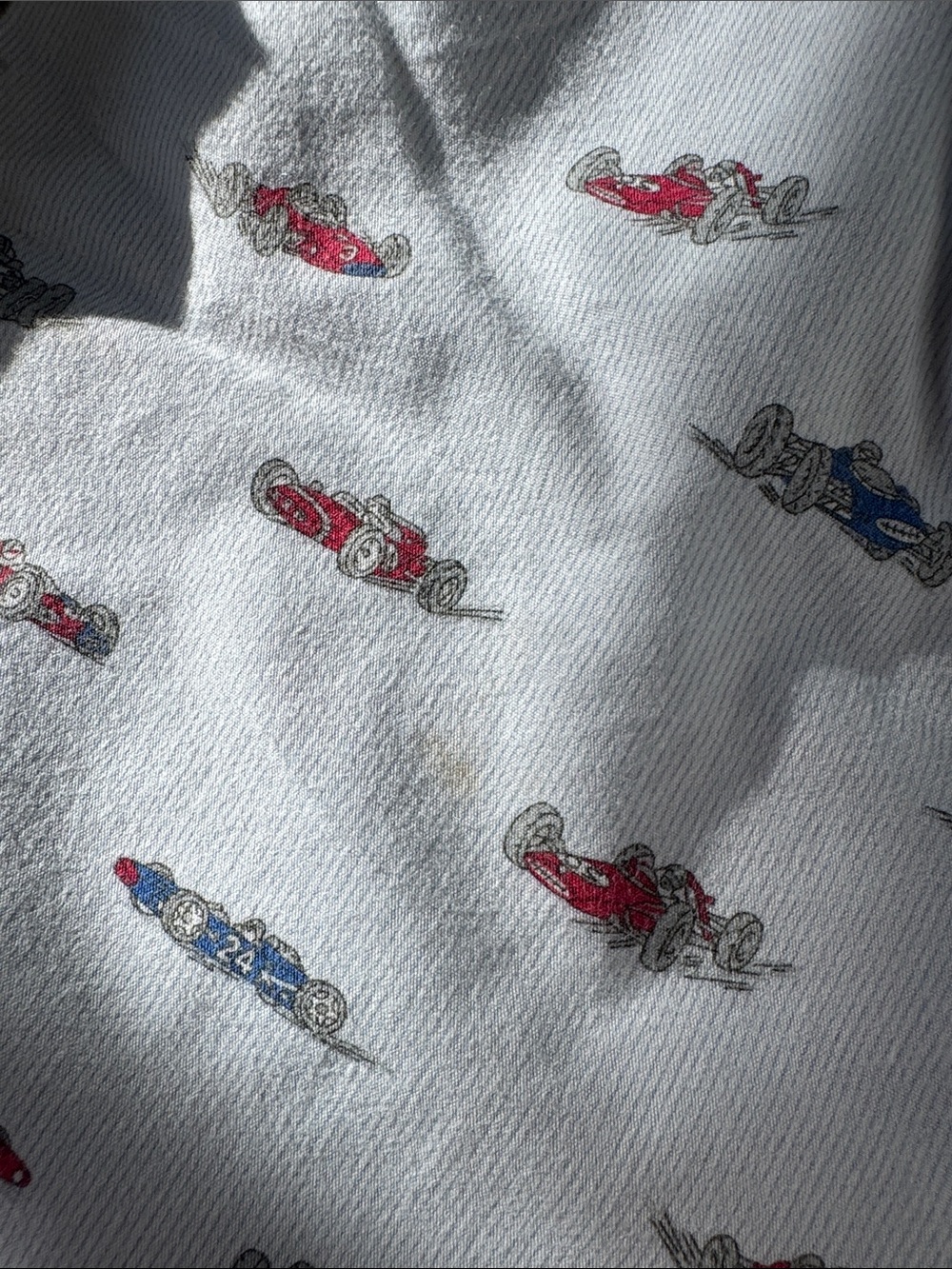 Trotters White Short-Sleeve Pajama Set with Red & Blue Race Car Print - Picture 6 of 6